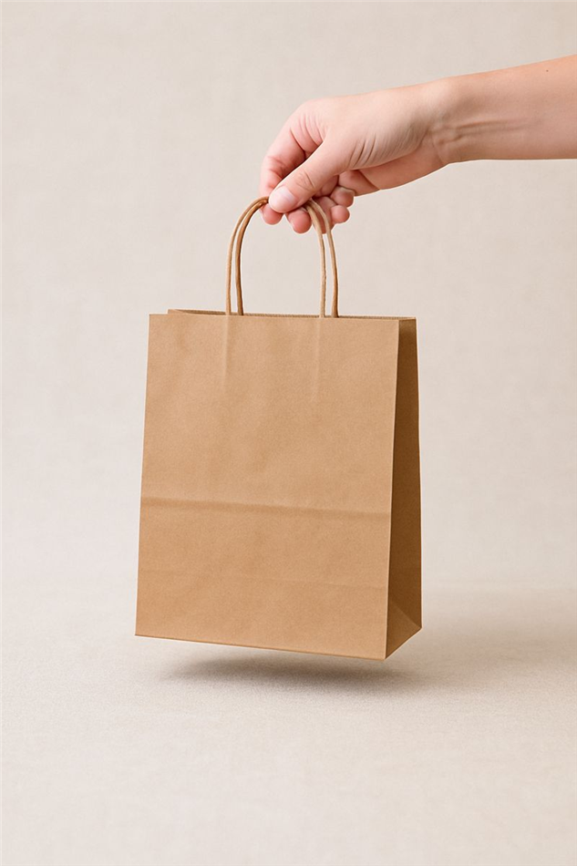 SAC KRAFT BRUN 90G 21X27X11 ( PQT DE 50 ) TORSADES