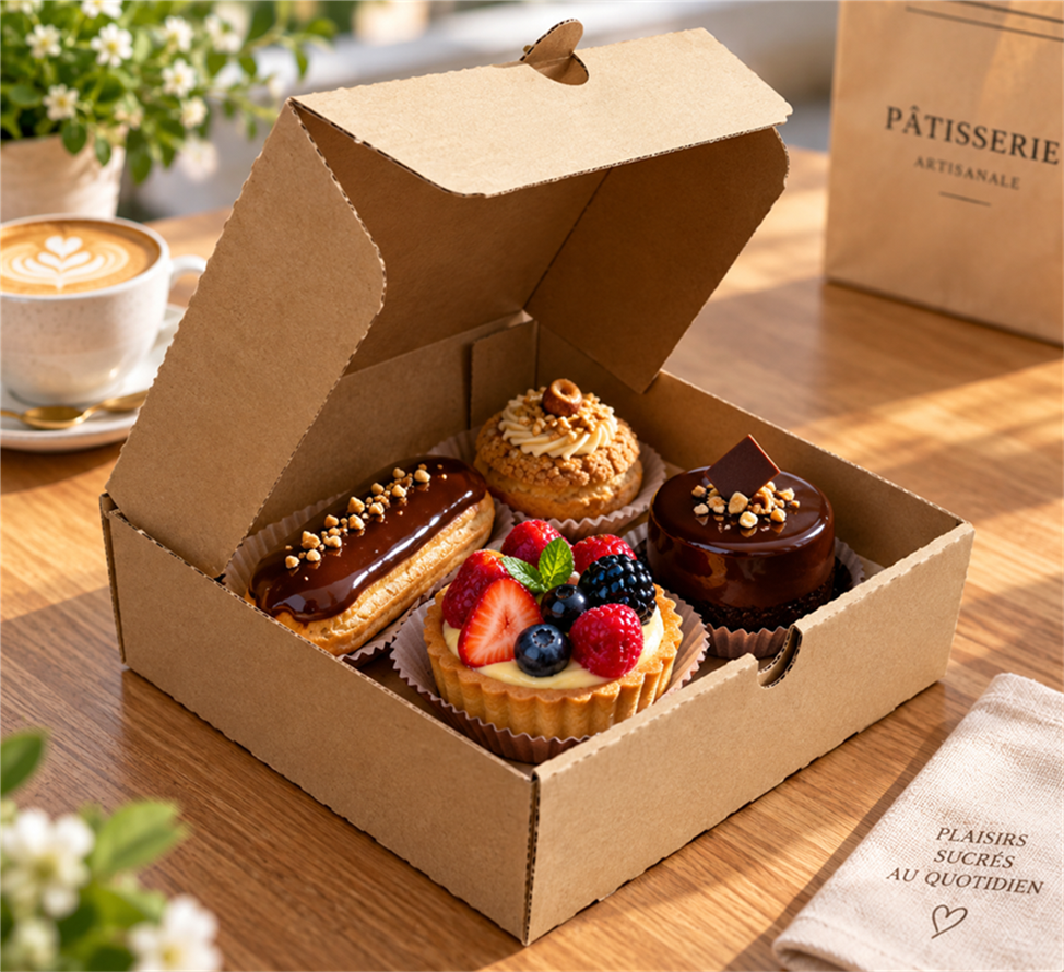 BOITE PATISSIERE KRAFT EN TAKEAWAY