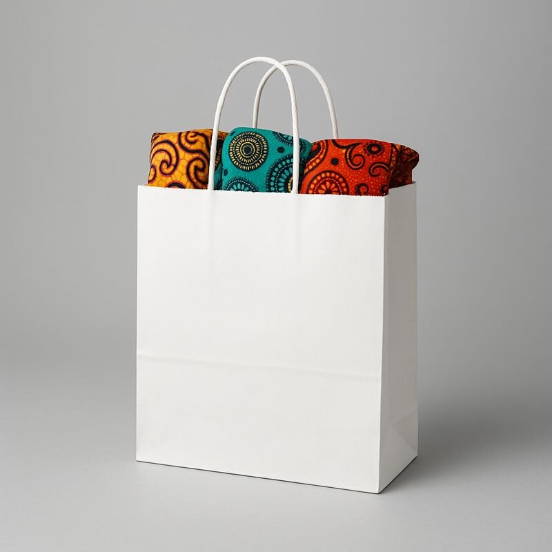 SAC KRAFT BLANC 90G 25X27X13 (PQT DE 50) TORSADES