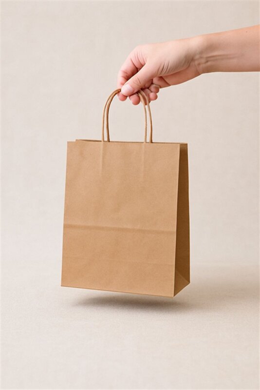SAC KRAFT BRUN 90G 21X27X11 ( PQT DE 100 ) TORSADES