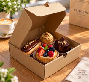 BOITE PATISSIERE KRAFT EN TAKEAWAY