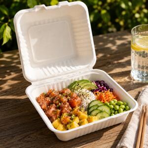 BAGASSE CARRE 1100ML 203X220X76MM X50PCS