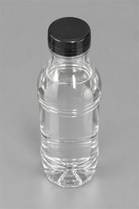 Bouteille en PP transparente de 330ml avec bouchon noir