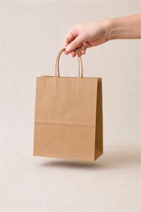 SAC KRAFT BRUN 90G 21X27X11 ( PQT DE 100 ) TORSADES