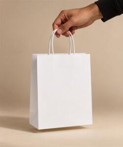 Sac avec hanses torsadées en kraft blanc - 90g - 21x27x11 (PQT de 100)