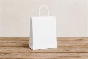 SAC KRAFT BLANC 90G 21X27X11 ( CT DE 300 )TORSADES